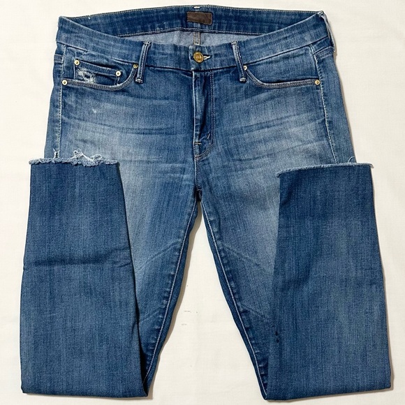 MOTHER - Looker Ankle Fray - Wicked and Wild - Distressed Blue Denim Jeans - 30 - Picture 6 of 16